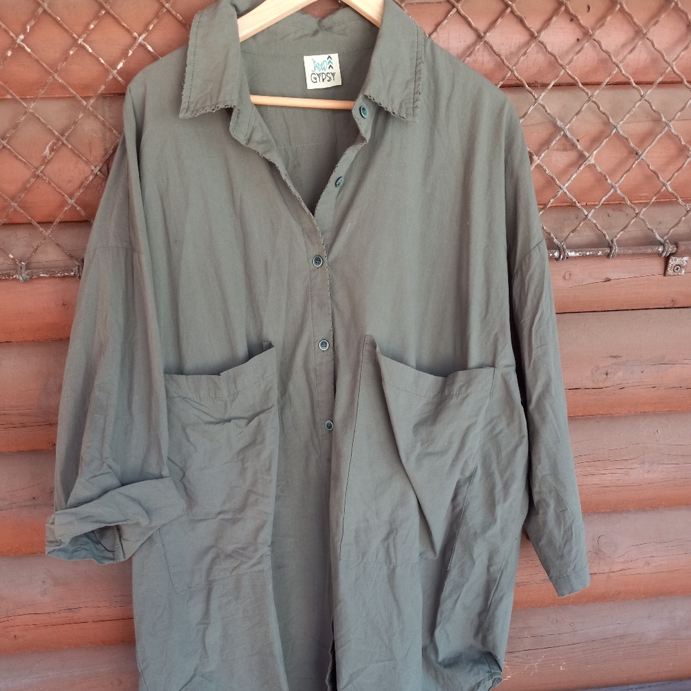 Jaded Gypsy green tunic top O/S